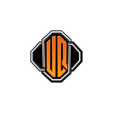 UQ logosu ilk monogramda oyun vintage şekli ve çizgi yuvarlak stili izole edilmiş arka plan, klasik monogram logosu, antika eski harf