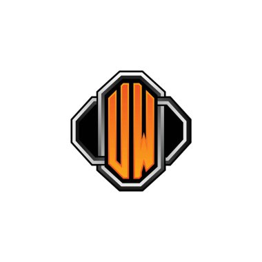 Oyunun klasik biçimi ve yuvarlak tarzıyla UW logosu izole edilmiş arka plan, klasik monogram logosu, antika eski harf