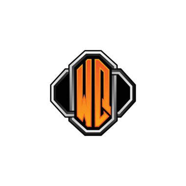 WQ ilk monogramı oyun vintage şekli ve çizgi yuvarlak stili izole edilmiş arka plan, klasik monogram logosu, antika eski harf