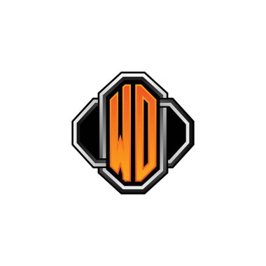 WO ilk monogram oyun klasik şekli ve yuvarlak stili ile izole edilmiş arka plan, klasik monogram logosu, antika eski harf