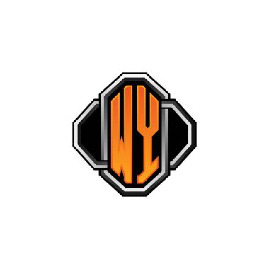 WY logosu ilk monogramda oyun klasik şekli ve yuvarlak stili izole edilmiş arka plan, klasik monogram logosu, antika eski harf