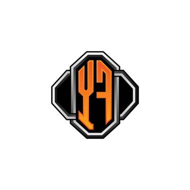 YF logosu ilk monogramda oyun vintage şekli ve çizgi yuvarlak stili izole edilmiş arka plan, klasik monogram logosu, antika eski harf