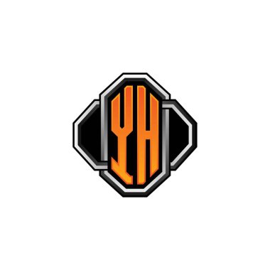 YH logosu ilk monogramda oyun vintage şekli ve çizgi yuvarlak stili izole edilmiş arka plan, klasik monogram logosu, antika eski harf