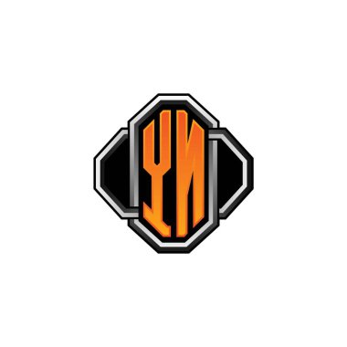 YN logosu ilk monogramda oyun klasik şekli ve yuvarlak stili izole edilmiş arka plan, klasik monogram logosu, antika eski harf