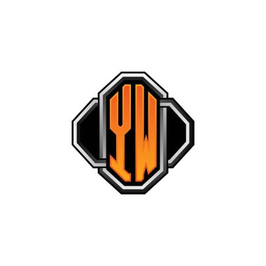 YW ilk monogram oyun klasik şekli ve yuvarlak stili ile izole edilmiş arka plan, klasik monogram logosu, antika eski harf