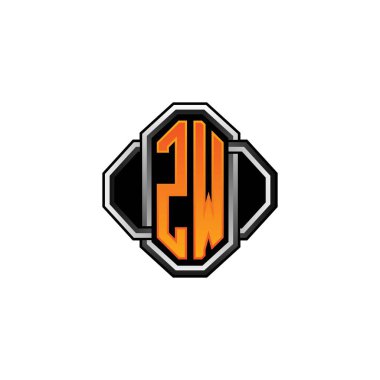 ZW ilk monogram oyun klasik şekli ve yuvarlak stili ile izole edilmiş arka plan, klasik monogram logosu, antika eski harf