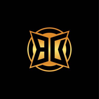 İzole arkaplan, altın geometrik şekil, altın geometrik şekil, altın ve altın monogram ile geometrik altın şekil tasarımlı BD logosu