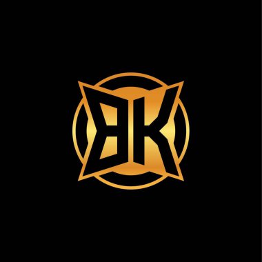 İzole arkaplan, altın geometrik şekil, altın geometrik şekil, altın ve altın monogram ile geometrik altın şekil tasarımlı BK logosu