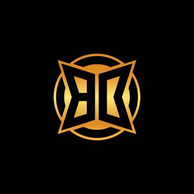 İzole arka plan, altın geometrik şekil, altın geometrik şekil, altın ve altın monogram ile geometrik altın şekil tasarımı ile BO ilk monogram