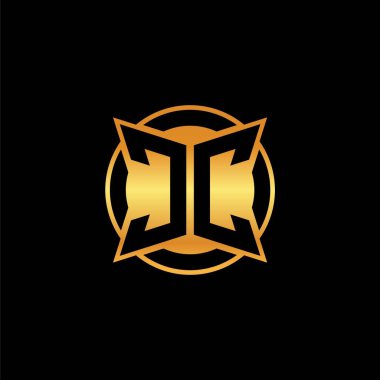 İzole arkaplan, altın geometrik şekil, altın geometrik şekil, altın ve altın monogram geometrik tasarımı ile CC ilk monogramı