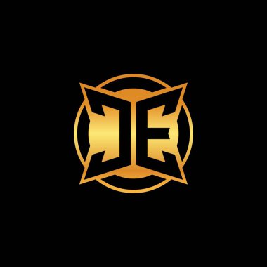 İCE logosu, izole arka plan, altın geometrik şekil stili, altın ve altın monograma sahip geometrik altın şekilli.