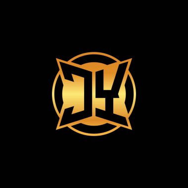 İzole arka plan, altın geometrik şekil, altın geometrik şekil, altın ve altın monogram geometrik tasarımı ile CY ilk monogram