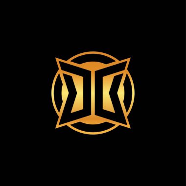Yalıtılmış arkaplan, altın geometrik şekil, altın geometrik şekil, altın ve altın monogram ile geometrik altın şekil tasarımı içeren DD logosu