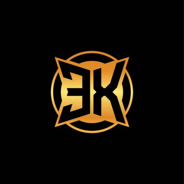 İzole arkaplan, altın geometrik şekil, altın geometrik şekil, altın ve altın monogram ile geometrik altın şekilli ilk logo