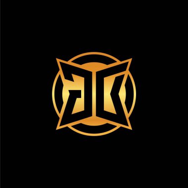 İzole arka planda geometrik altın şekil tasarımlı GD logosu, altın geometrik şekil tarzı, altın ve altın monogram