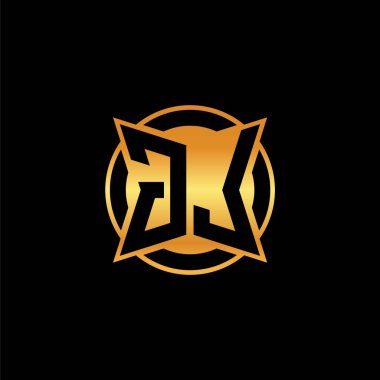 GL logosu, izole arka planda geometrik altın şekilli tasarım, altın geometrik şekil, altın ve altın monogram ile ilk monogram