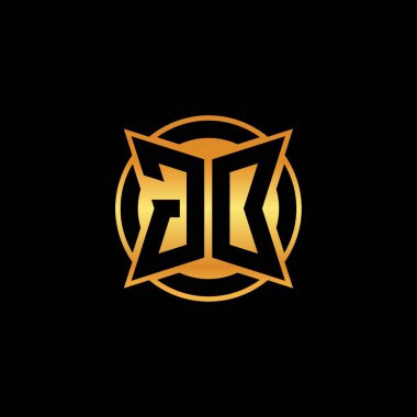 GO ilk monogramı geometrik altın şekil tasarımı ile izole arka plan, altın geometrik şekil, altın ve altın monogram
