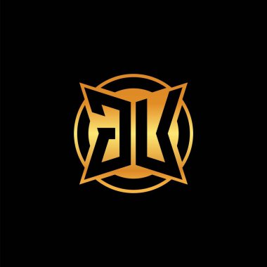 GU ilk monogramı geometrik altın şekil tasarımı ile izole arkaplan, altın geometrik şekil, altın ve altın monogram