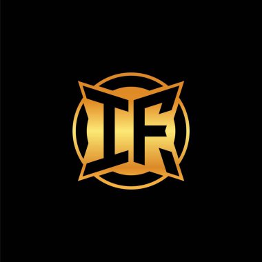 Eğer ilk logo geometrik altın şekil tasarımı ile izole edilmiş arka plan, altın geometrik şekil, altın ve altın monogram