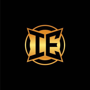 İzole arka plan, altın geometrik şekil, altın geometrik şekil, altın ve altın monogram ile geometrik altın şekil tasarımı ile ilk logo