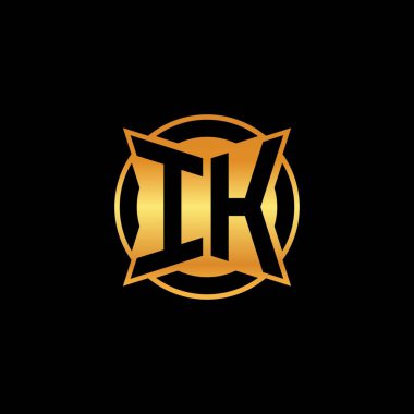 Yalıtılmış arkaplan, altın geometrik şekil, altın geometrik şekil, altın ve altın monogram ile geometrik altın şekilli ilk logo