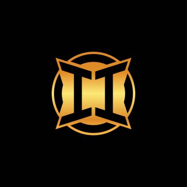 İl logosu geometrik altın şekil tasarımı ile izole arkaplan, altın geometrik şekil, altın ve altın monogram