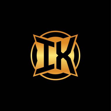 IX logosu geometrik altın şekil tasarımı ile izole arkaplan, altın geometrik şekil, altın ve altın monogram