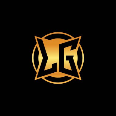İzole arkaplan, altın geometrik şekil, altın geometrik şekil, altın ve altın monogram ile geometrik altın şekilli ilk logo