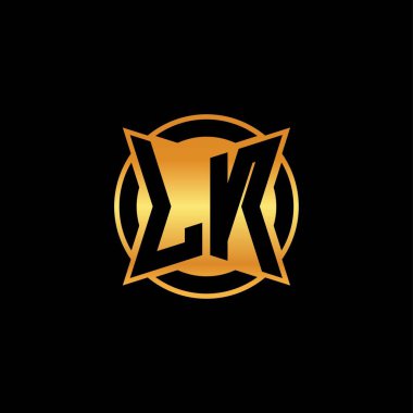 Yalıtılmış arka plan, altın geometrik şekil, altın geometrik şekil, altın ve altın monogram ile geometrik altın şekil tasarımı ile LN logosu