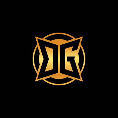 İzole arkaplan, altın geometrik şekil, altın geometrik şekil, altın ve altın monogram ile geometrik altın şekil tasarımlı OG logosu