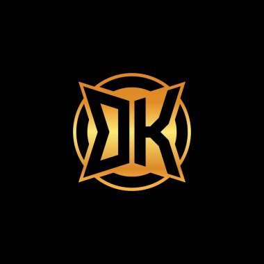 Tamam, izole arkaplanda geometrik altın şekil tasarımlı ilk logo, altın geometrik şekil, altın ve altın monogram