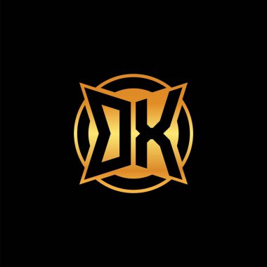 Yalıtılmış arkaplan, altın geometrik şekil, altın geometrik şekil, altın ve altın monograma sahip ilk geometrik altın şekilli logo