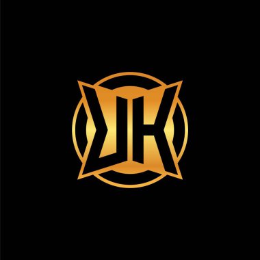 Uh ilk logo geometrik altın şekilli tasarım izole arka plan, altın geometrik şekil, altın ve altın monogram