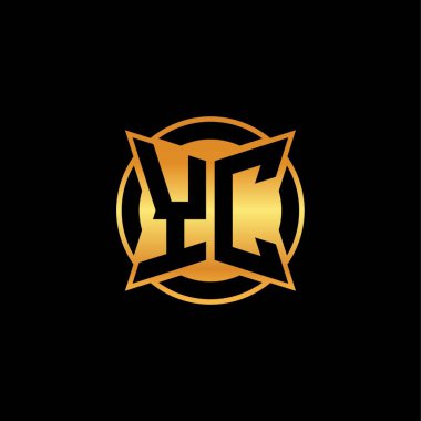 YC logosu geometrik altın şekil tasarımı ile izole arkaplan, altın geometrik şekil, altın ve altın monogram