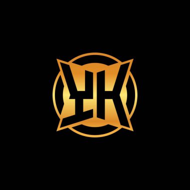 YH logosu geometrik altın şekil tasarımı ile izole arkaplan, altın geometrik şekil, altın ve altın monogram