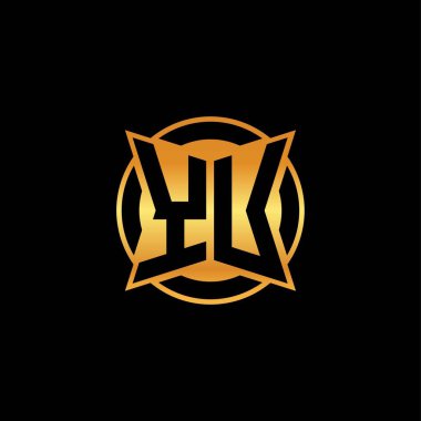 YU ilk monogramı geometrik altın şekil tasarımı ile izole arkaplan, altın geometrik şekil, altın ve altın monogram