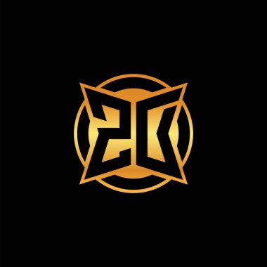 ZD logosu, izole arkaplanda geometrik altın şekilli tasarım, altın geometrik şekil, altın ve altın monogramlı.