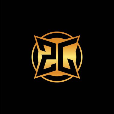 ZJ logosu, izole arka planda geometrik altın şekilli tasarım, altın geometrik şekil, altın ve altın monogram içeren ilk monogram