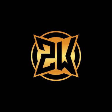 ZW ilk monogram geometrik altın şekil tasarımı ile izole arkaplan, altın geometrik şekil, altın ve altın monogram