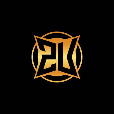 ZU ilk monogramı geometrik altın şekil tasarımı ile izole arkaplan, altın geometrik şekil, altın ve altın monogram