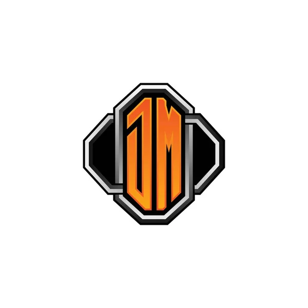 Logo Eerste Monogram Met Gaming Vintage Vorm Lijn Afgeronde Stijl — Stockvector