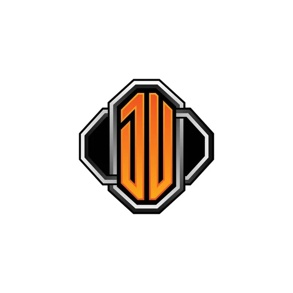 Logo Eerste Monogram Met Gaming Vintage Vorm Lijn Afgeronde Stijl — Stockvector