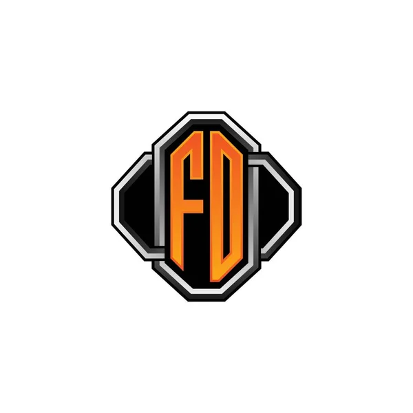 Logo Iniziale Monogramma Con Gioco Forma Vintage Linea Stile Arrotondato — Vettoriale Stock