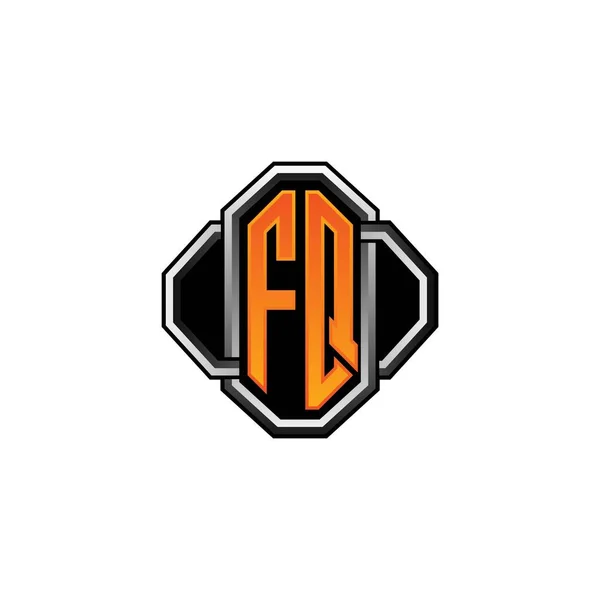 Fq标志的首字母 游戏复古图形和线条圆形风格独立背带 复古图形标识 复古字母 — 图库矢量图片