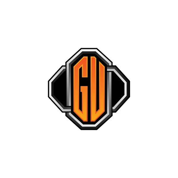 ゲームのヴィンテージ形状と孤立した背景にライン丸みを帯びたスタイルでジーユーのロゴの初期のモノグラム ヴィンテージのモノグラムのロゴ ヴィンテージレトロな手紙 — ストックベクタ