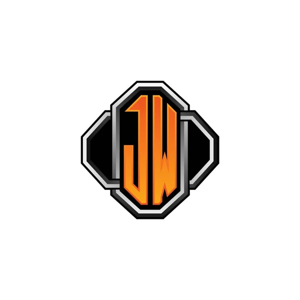 Logo Původní Monogram Herním Retro Tvarem Zaobleným Stylem Izolovaném Hřbetě — Stockový vektor