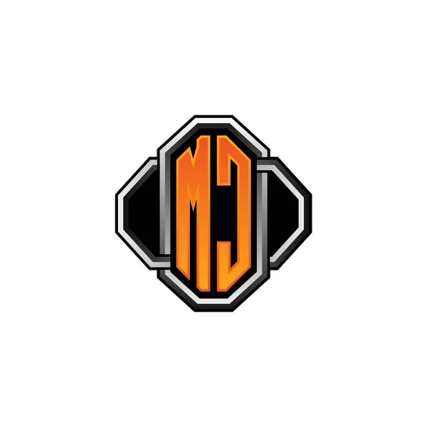 Logo Původní Monogram Herním Retro Tvarem Zaobleným Stylem Izolovaném Hřbetě — Stockový vektor