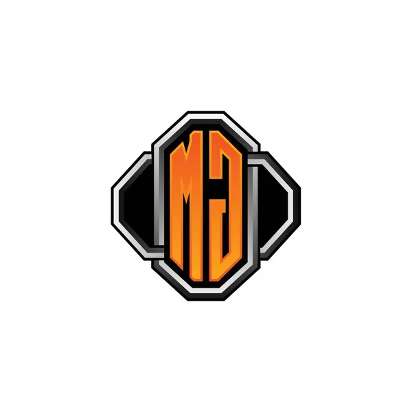 Logo Monogramma Iniziale Con Forma Vintage Gioco Linea Stile Arrotondato — Vettoriale Stock