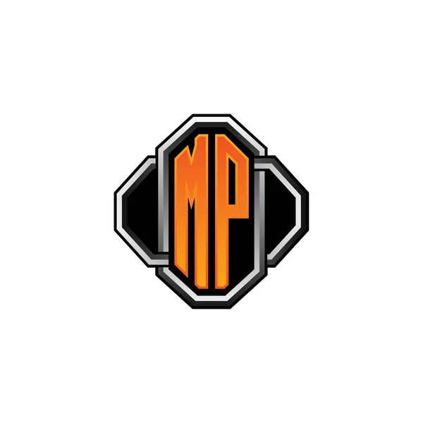 Logo Initial Monogramm Mit Gaming Vintage Form Und Linie Abgerundeten — Stockvektor