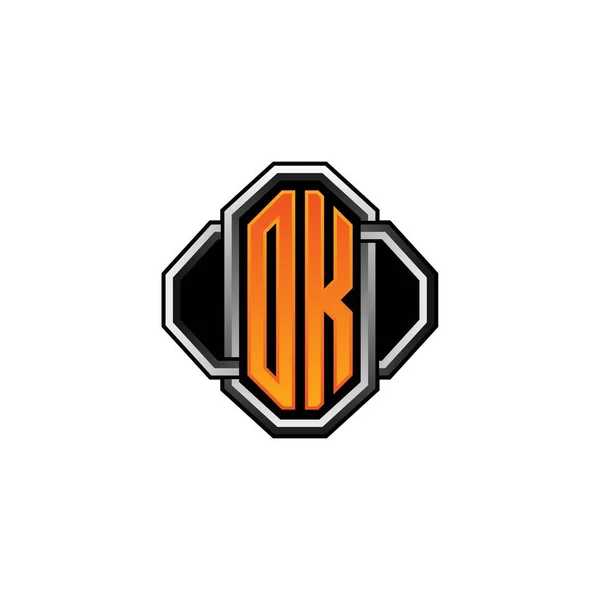 Логотип Начальная Монограмма Игровой Винтажной Формы Линии Округлый Стиль Изолированном — стоковый вектор